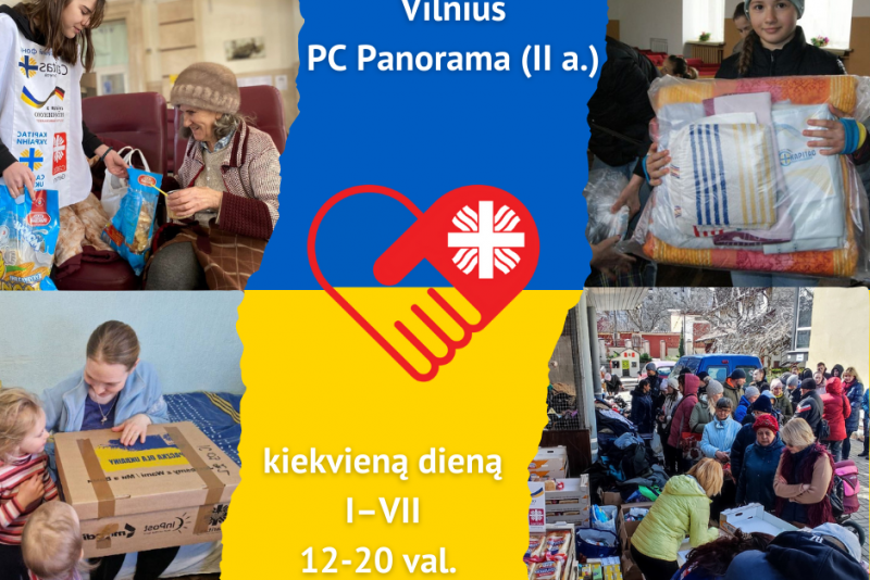 Parama Ukrainos žmonėms renkama prekybos centre „Panorama“, Vilniuje