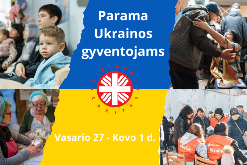 Caritas Lietuvoje skelbia dar vieną paramos Ukrainai akciją: kviečia aukoti daiktų, maisto, lėšų 