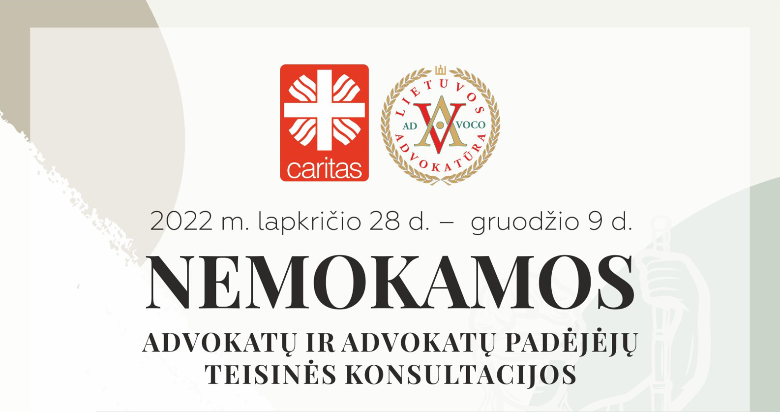 Caritas ir Lietuvos advokatūros dovana – nemokamos teisinės konsultacijos nepasiturintiems